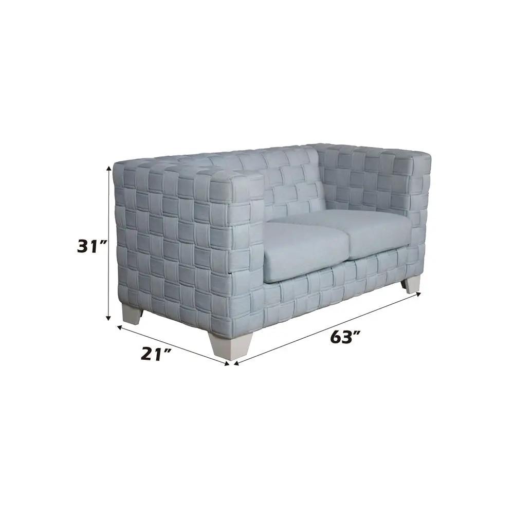 Saree - Loveseat - Light Teal Chenille & White by Unique Piece Furniture