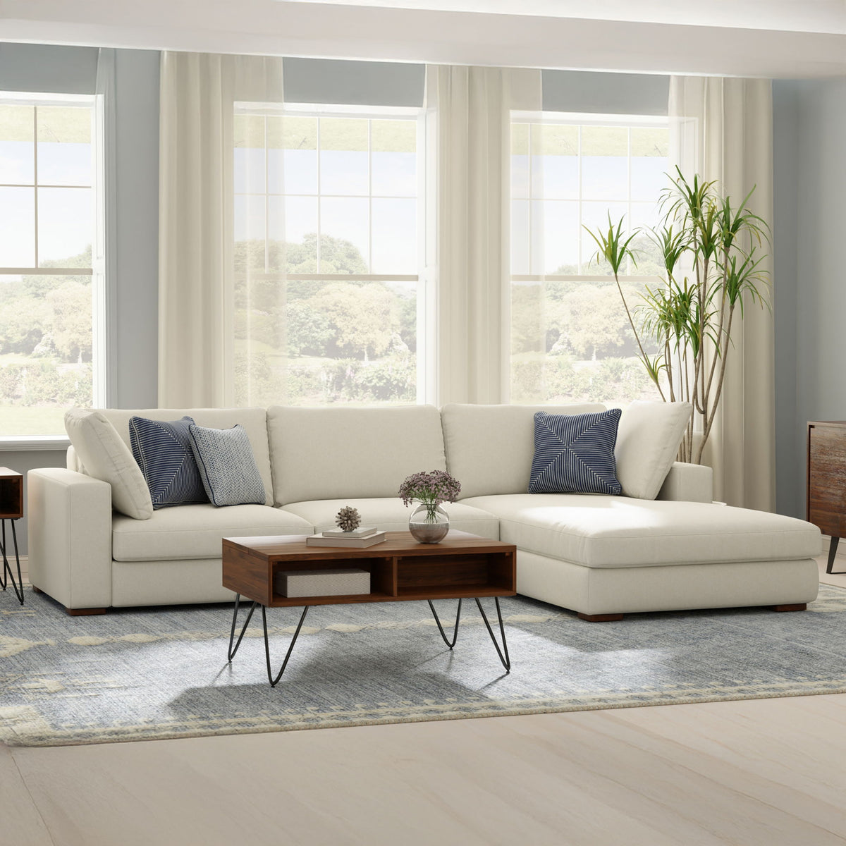 Charlie Deep Seater Sectional Sofa with Performance Fabric - Dark Gray or Beige, photo 24 of 26