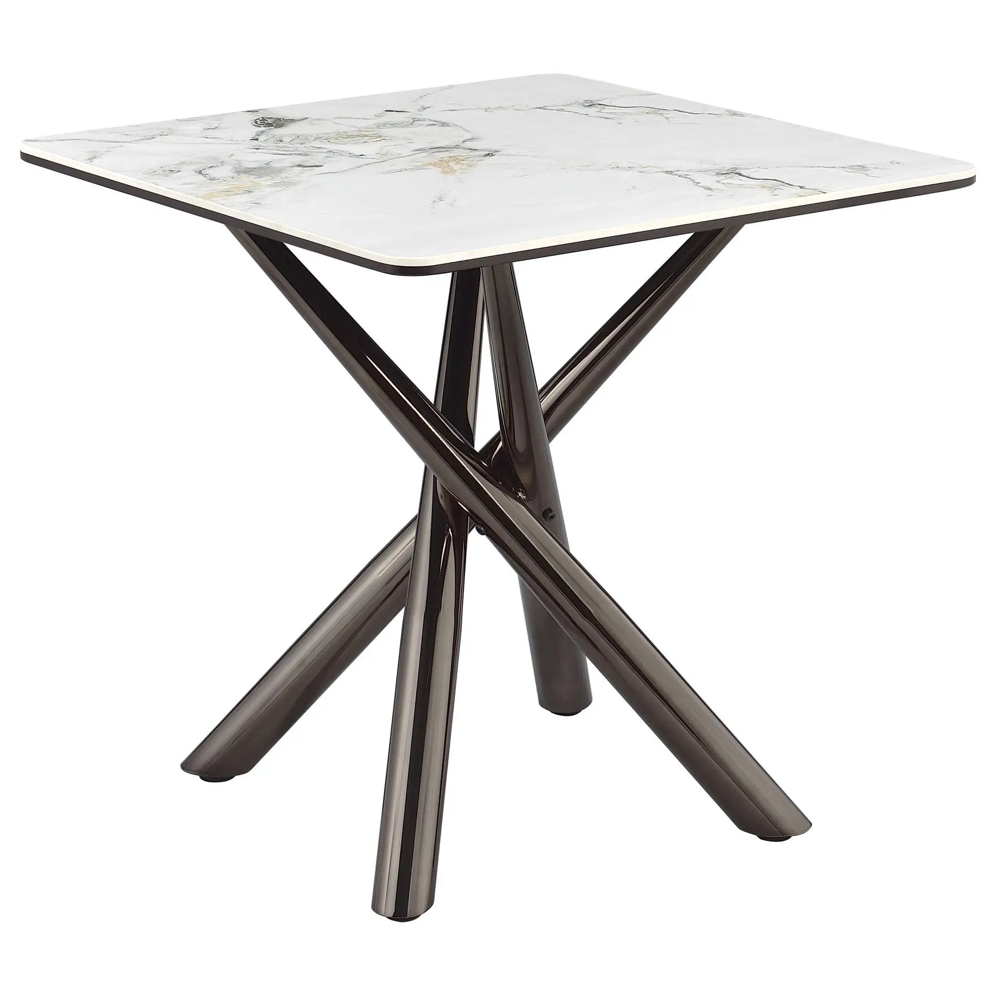 Carvell Square Sintered Stone End Side Table Mirage White by Unique Piece Furniture