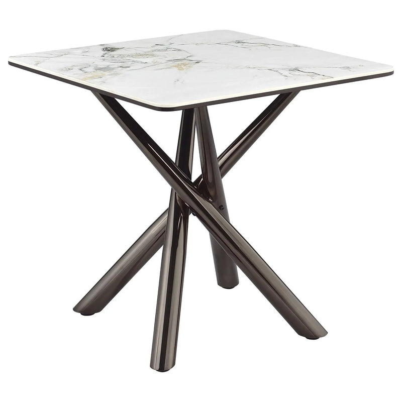 Carvell Square Sintered Stone End Side Table Mirage White by Unique Piece Furniture