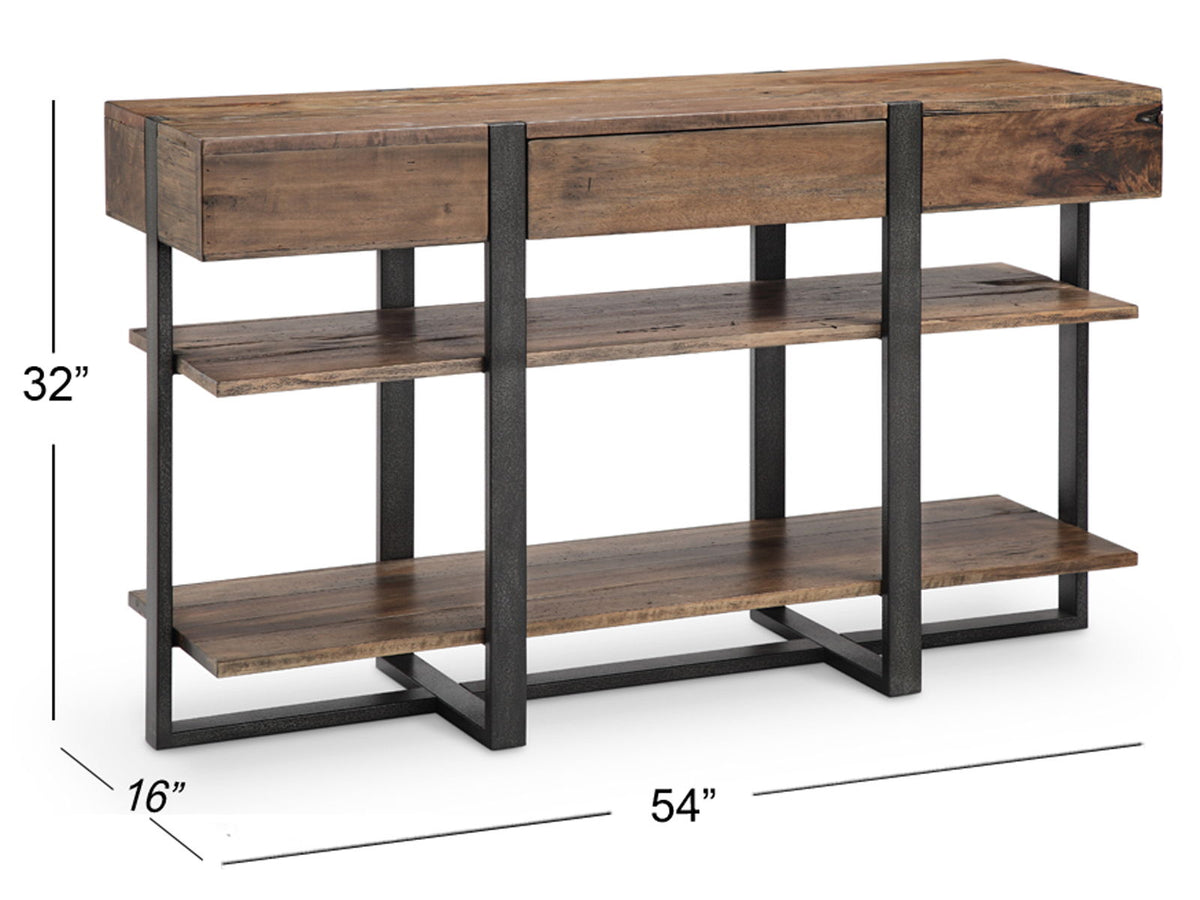 Prescott - Modern Reclaimed Wood Rectangular Sofa Table - Rustic Honey, photo 4 of 4