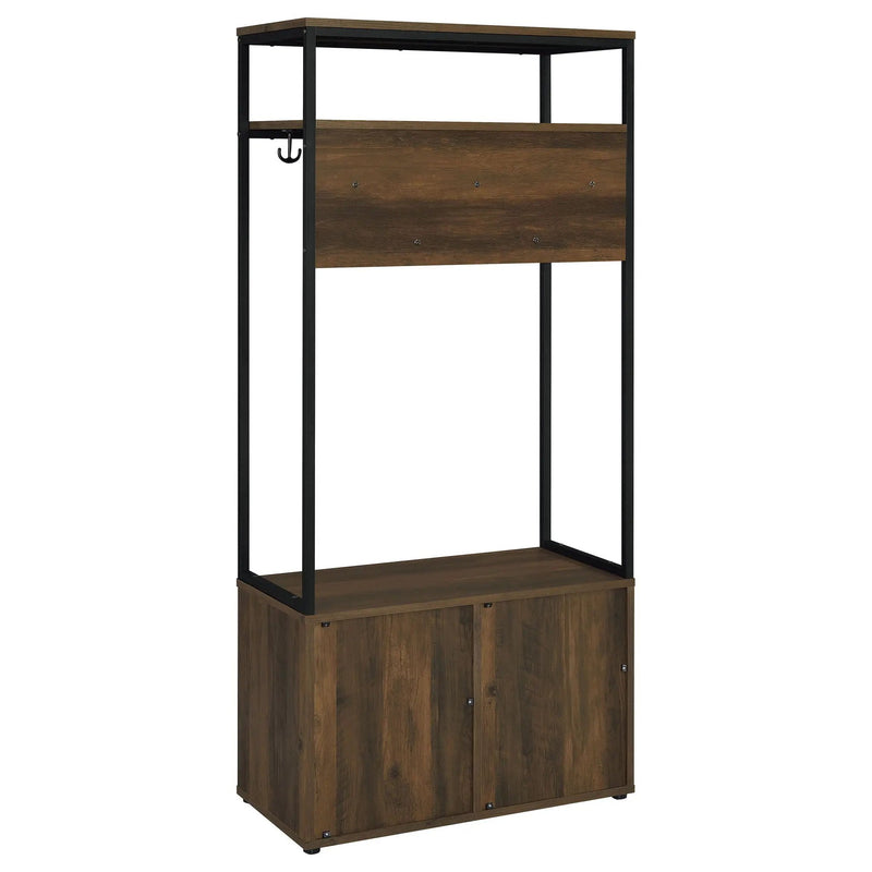 Quincy 2-door Coat Rack Hall Tree Storage Bench Dark Pine by Unique Piece Furniture