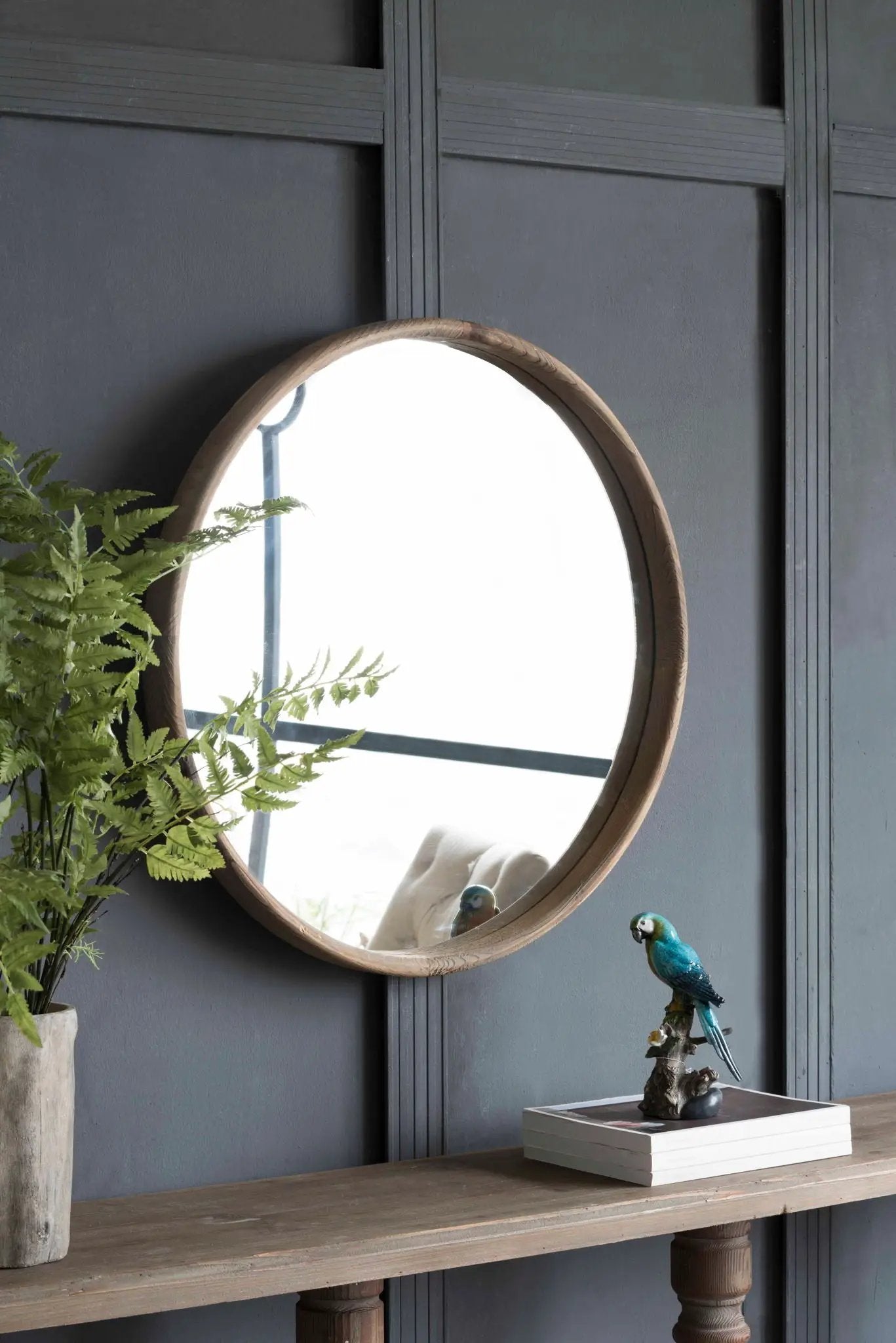 Round Wood Mirror, Wall Mounted Mirror Home Decor For Bathroom Living Room by HouseOfZazla