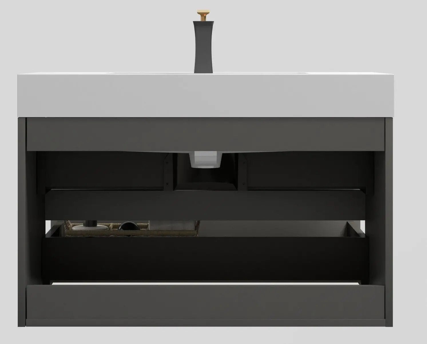 Alice - Bathroom Vanity With Sink, Large Storage Wall Mounted Floating Bathroom Vanity For Modern Bathroom, One-Piece Sink Basin Without Drain And Faucet by Unique Piece Furniture