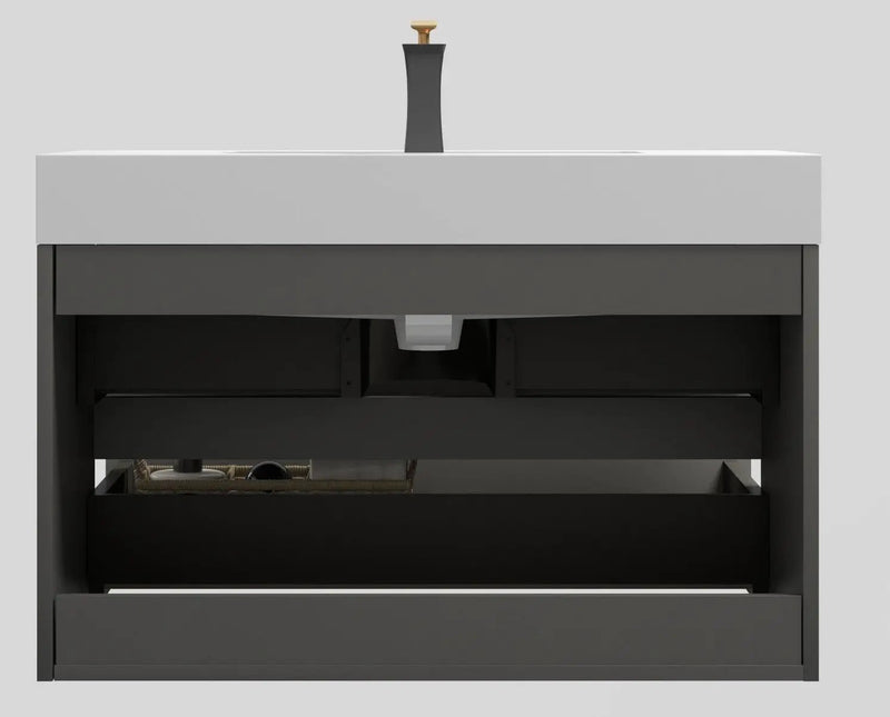 Alice - Bathroom Vanity With Sink, Large Storage Wall Mounted Floating Bathroom Vanity For Modern Bathroom, One-Piece Sink Basin Without Drain And Faucet by Unique Piece Furniture