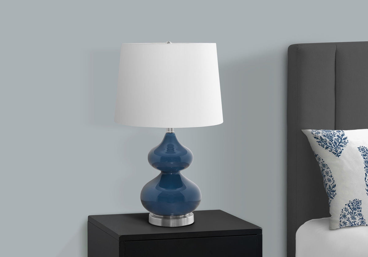 Contemporary Glass Table Lamp with Fabric Shade - Blue or Dark Green, photo 8 of 8