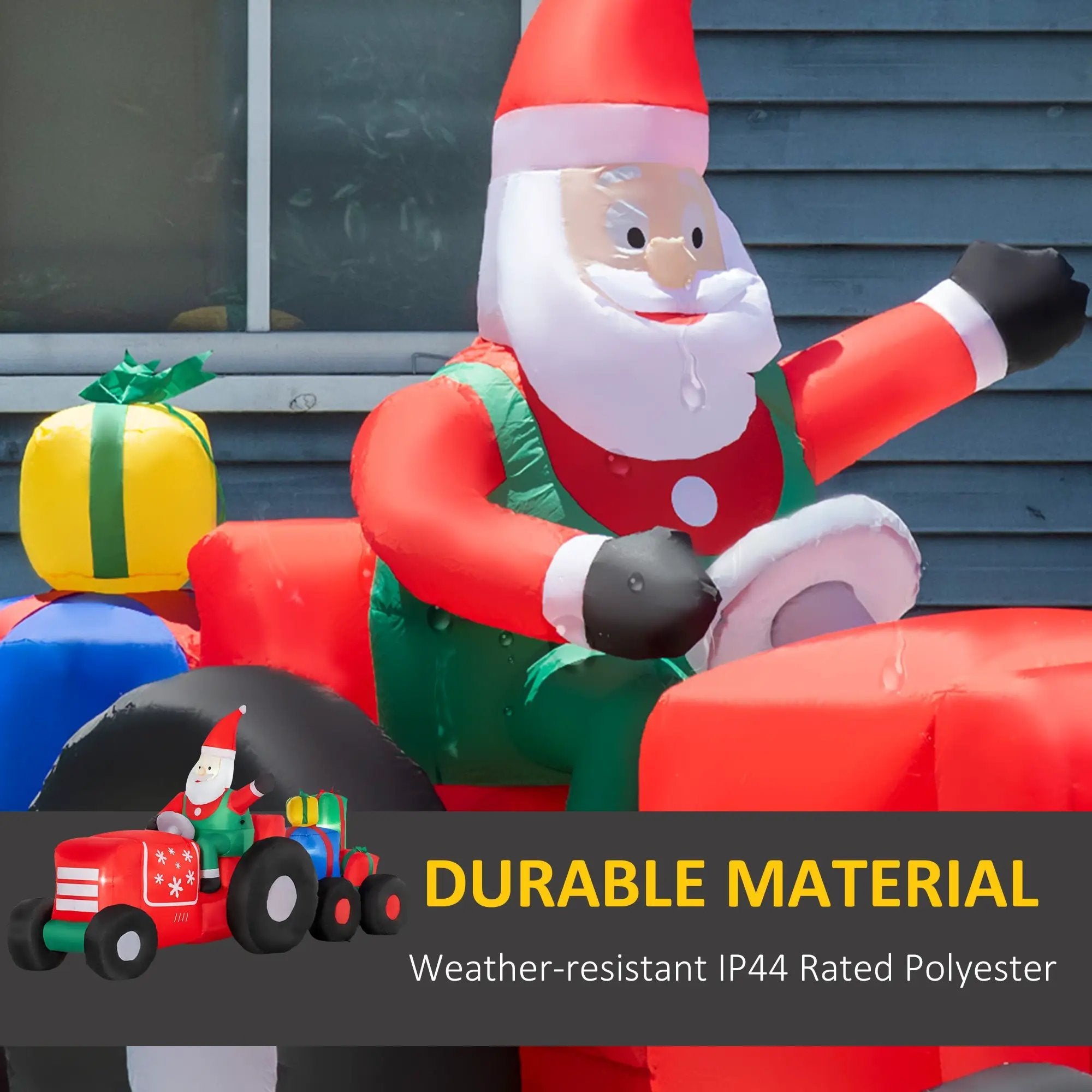 Outsunny 9ft Christmas Inflatable Santa Claus Trailer by HouseOfZazla