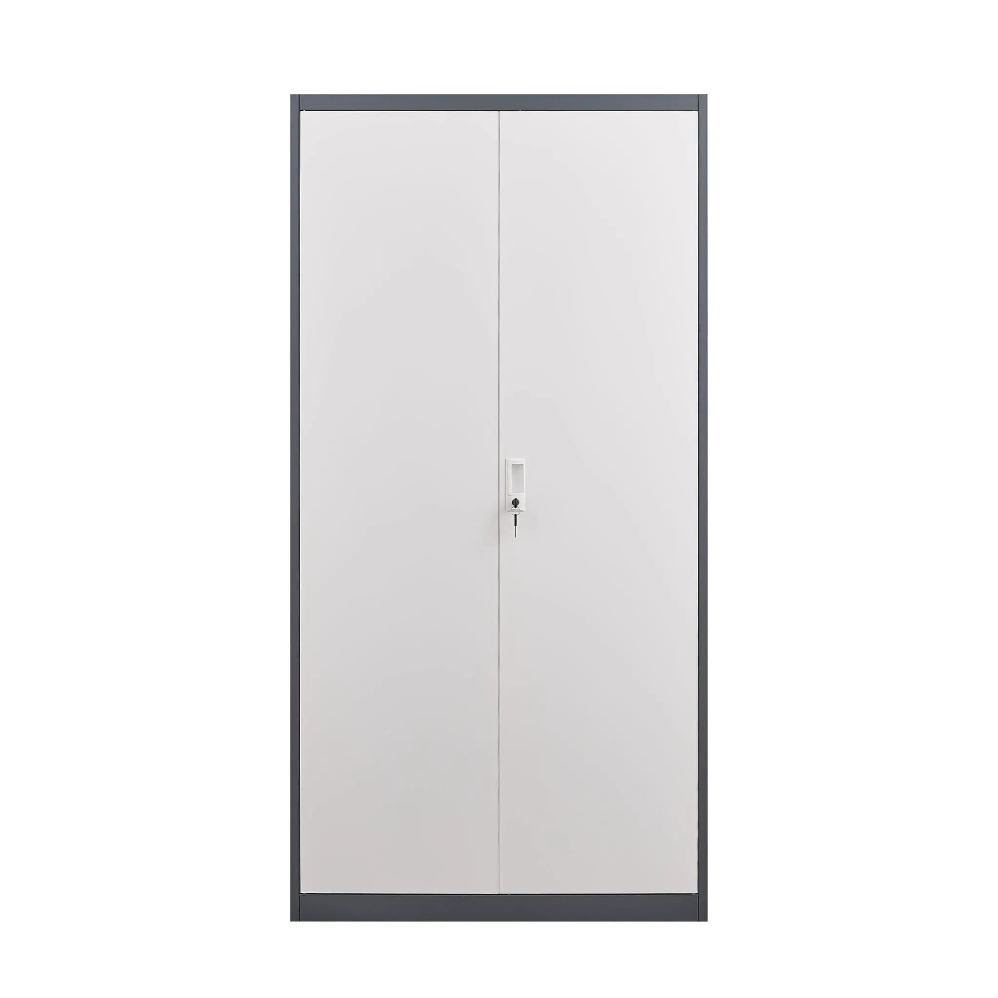 Wardrobe With Hanging Rod And Compartments, Lockable Closet With Locks & Keys For Bedroom - Gray by HouseOfZazla