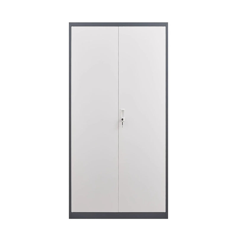 Wardrobe With Hanging Rod And Compartments, Lockable Closet With Locks & Keys For Bedroom - Gray by HouseOfZazla