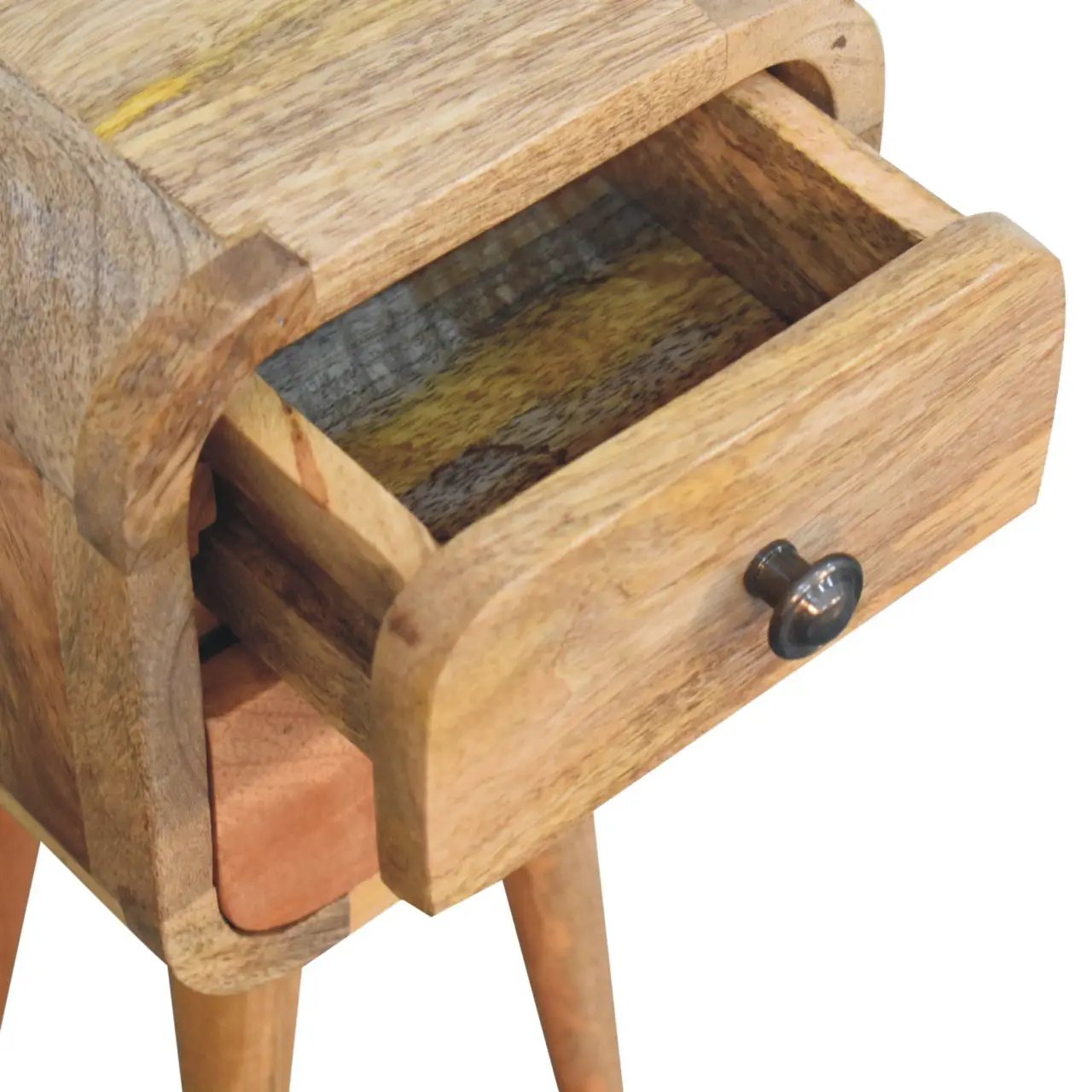 Solid Wood Extra Mini Curved Oak Bedside Table by HouseOfZazla
