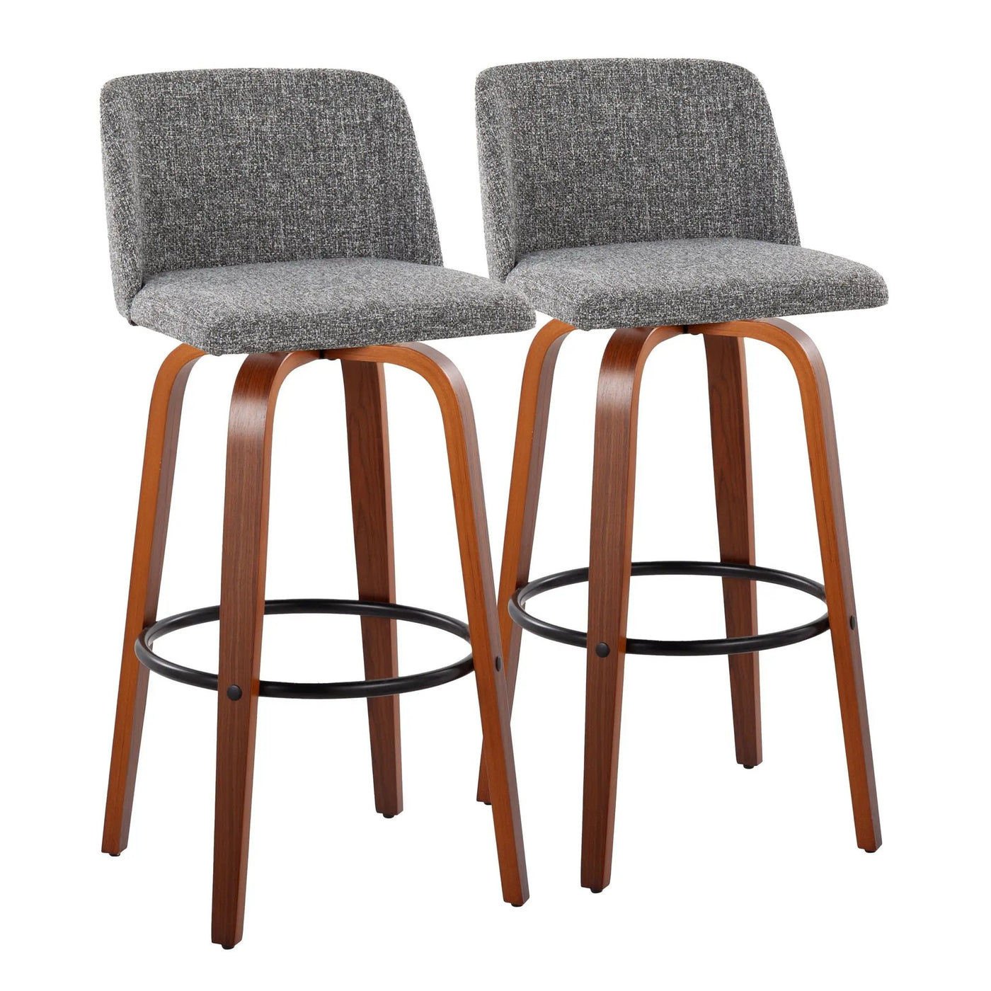 Toriano - Mid Century Modern Fixed Height Barstool Swivel And Round Footrest (Set of 2) by HouseOfZazla