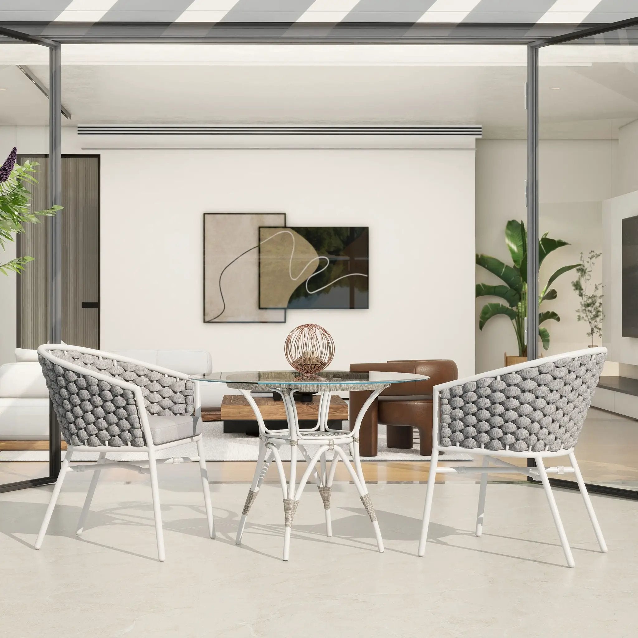 Rowan - Rope Barrel Back Patio Dining Chairs (Set of 2) - Optic White by Unique Piece Furniture