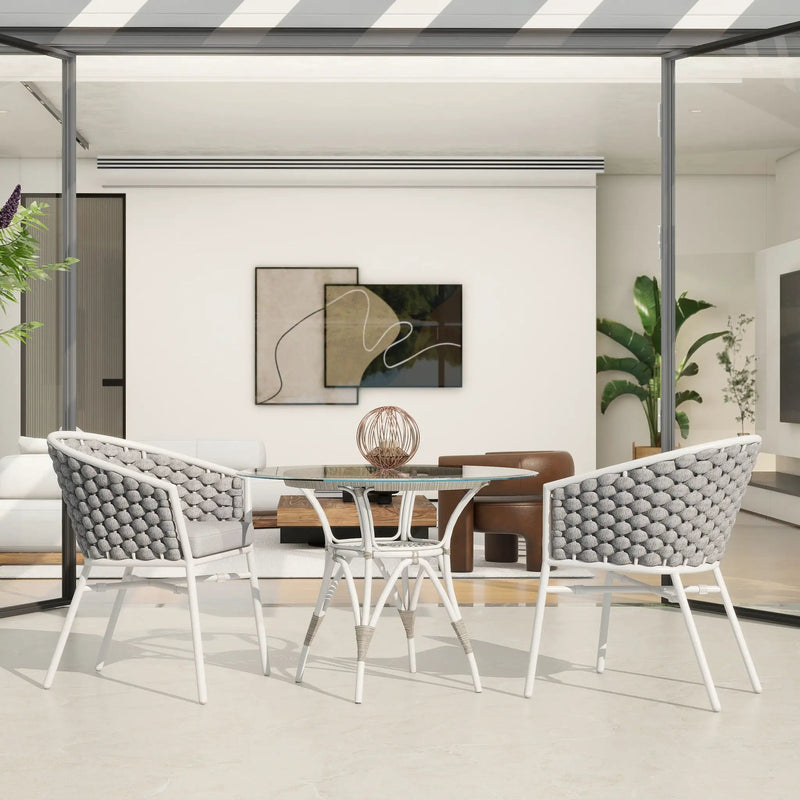Rowan - Rope Barrel Back Patio Dining Chairs (Set of 2) - Optic White by Unique Piece Furniture