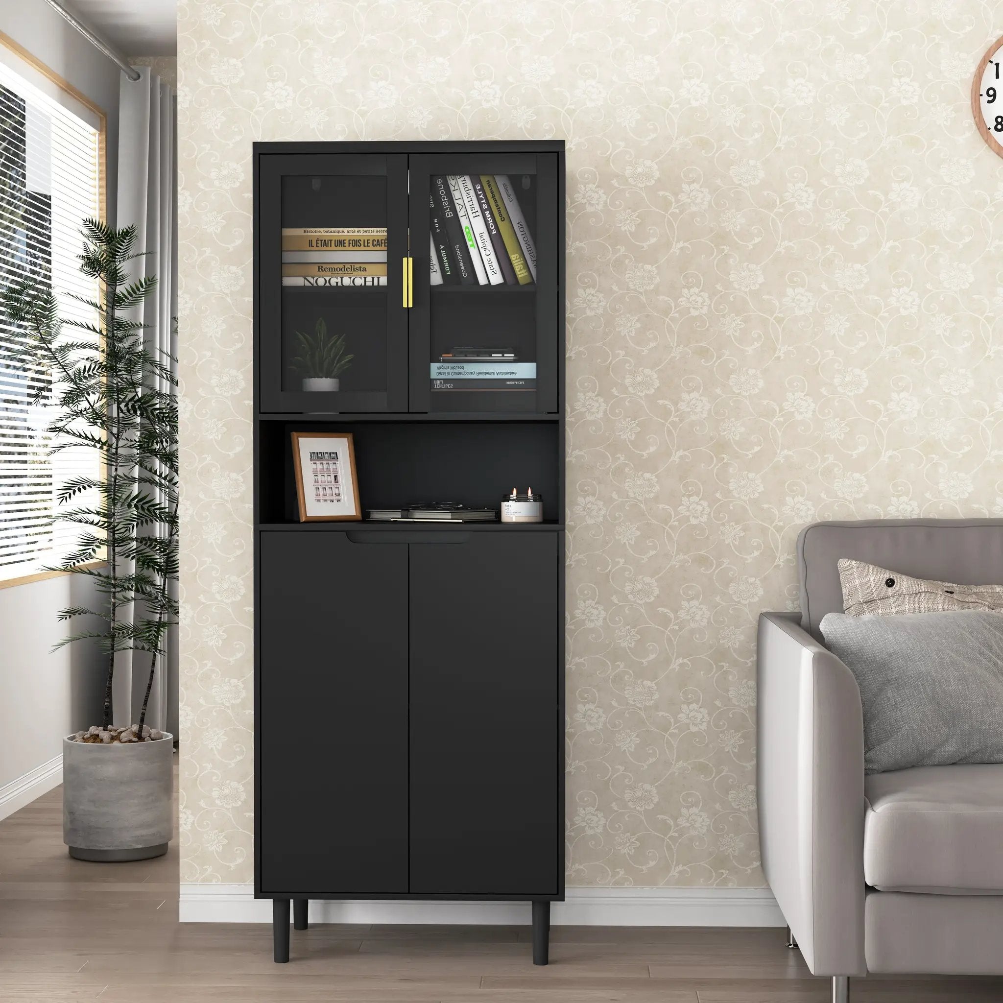 Tempered Glass Door Tall Storage Bookcase by HouseOfZazla