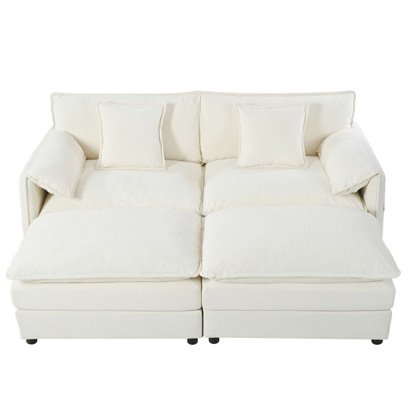 Modern Comfy Deep Seat Modular Sectional Sofa Cloud Couch With Ottoman by HouseOfZazla