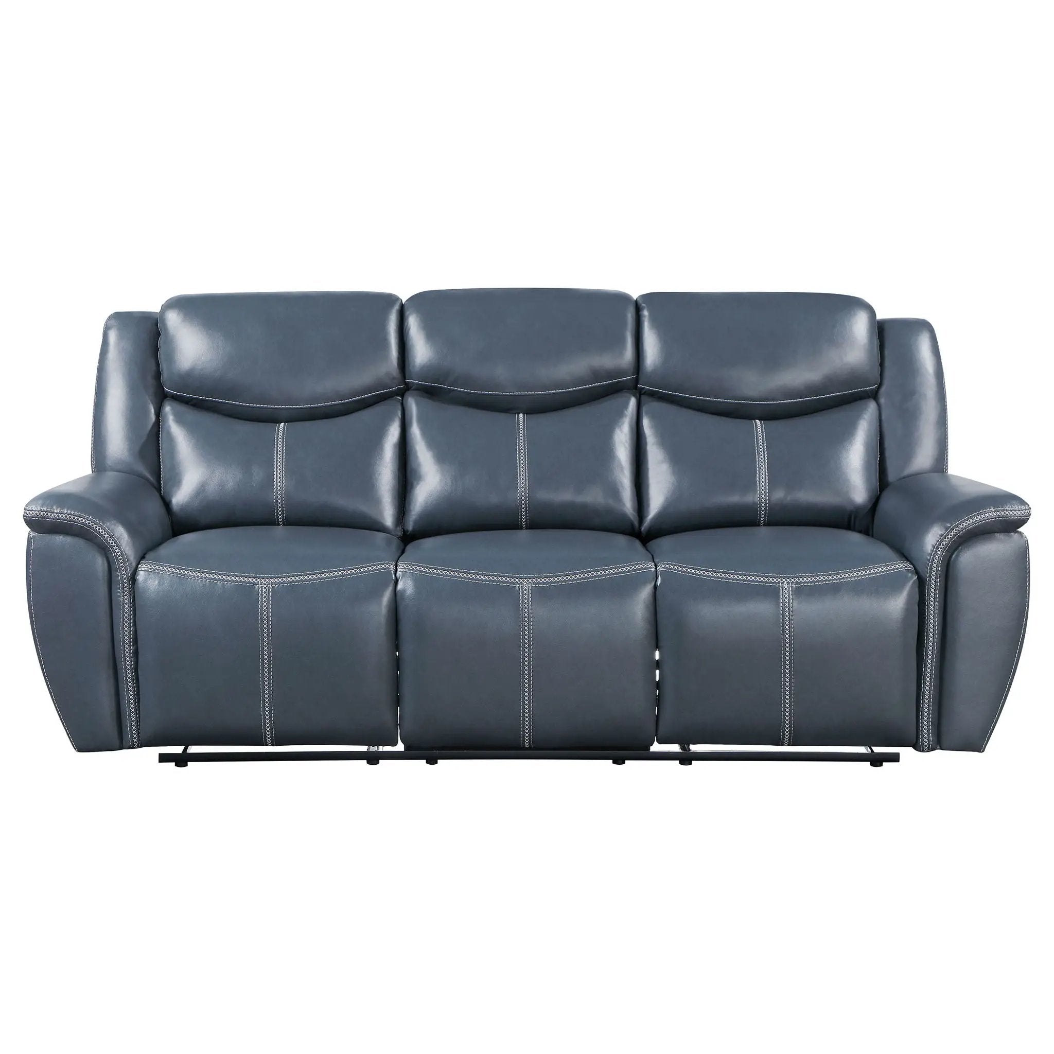 Sloane Upholstered Padded Arm Reclining Sofa Blue by Unique Piece Furniture