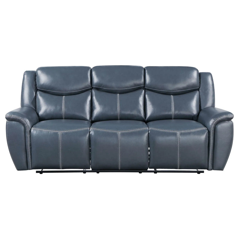 Sloane Upholstered Padded Arm Reclining Sofa Blue by Unique Piece Furniture