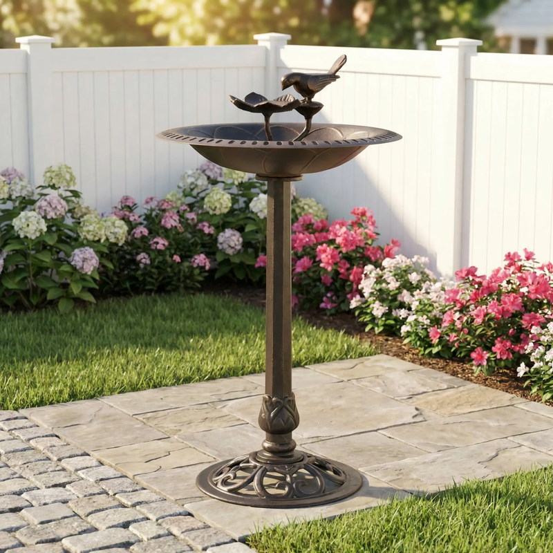 Outdoor Aluminum and Iron Bird Bath by HouseOfZazla