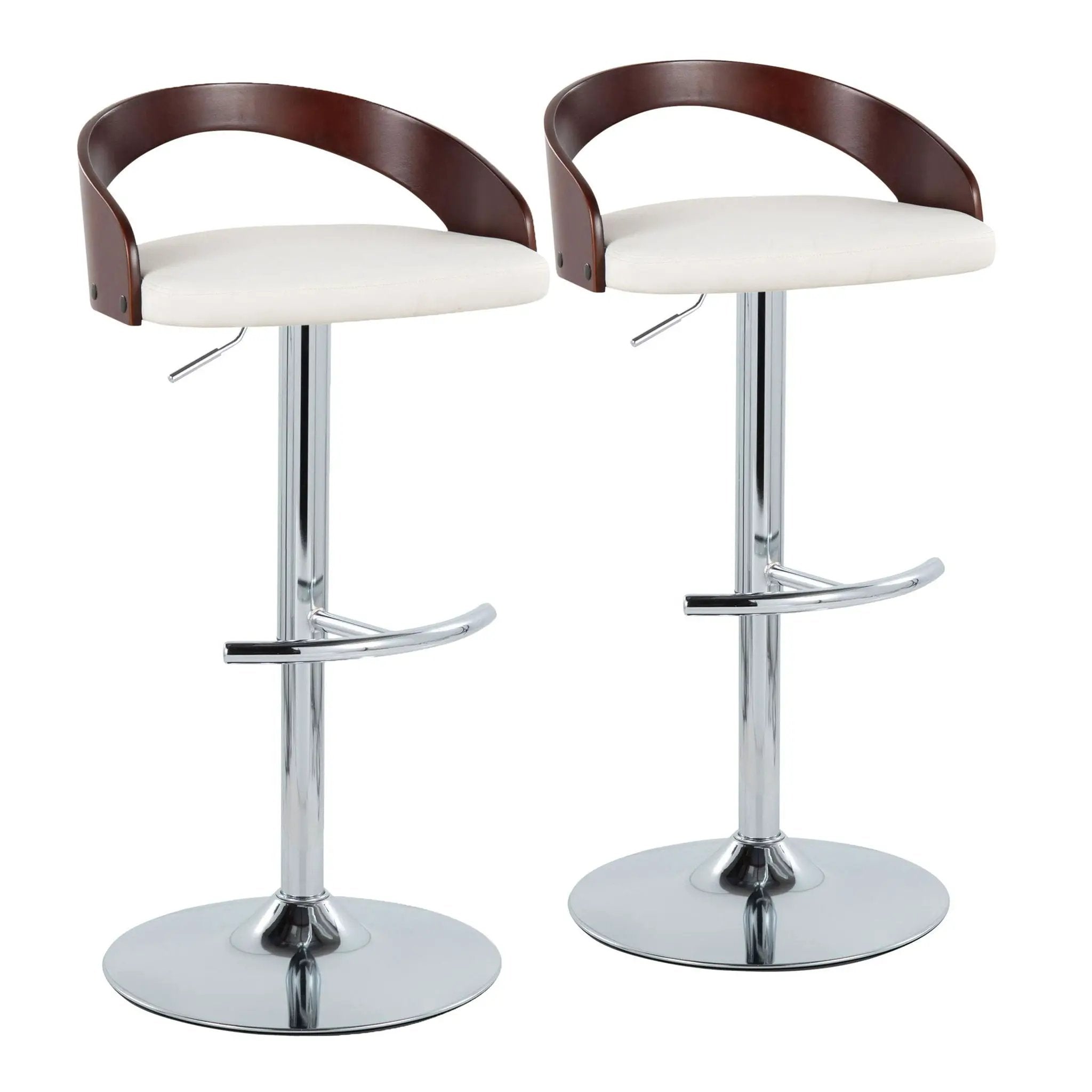 Grotto - Contemporary Adjustable Barstool & Swivel With Rounded T Footrest (Set of 2) by Unique Piece Furniture