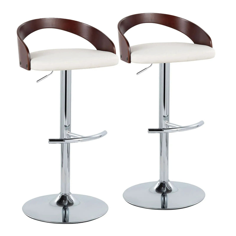 Grotto - Contemporary Adjustable Barstool & Swivel With Rounded T Footrest (Set of 2) by HouseOfZazla