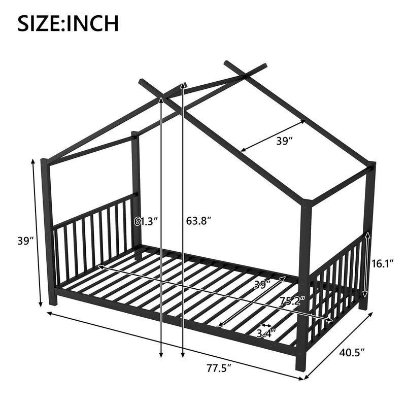 Metal House Platform Bed With Modern Design And Durable Frame by HouseOfZazla