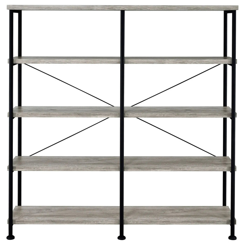 Analiese 63-inch 4-shelf Double Bookshelf Grey Driftwood by Unique Piece Furniture