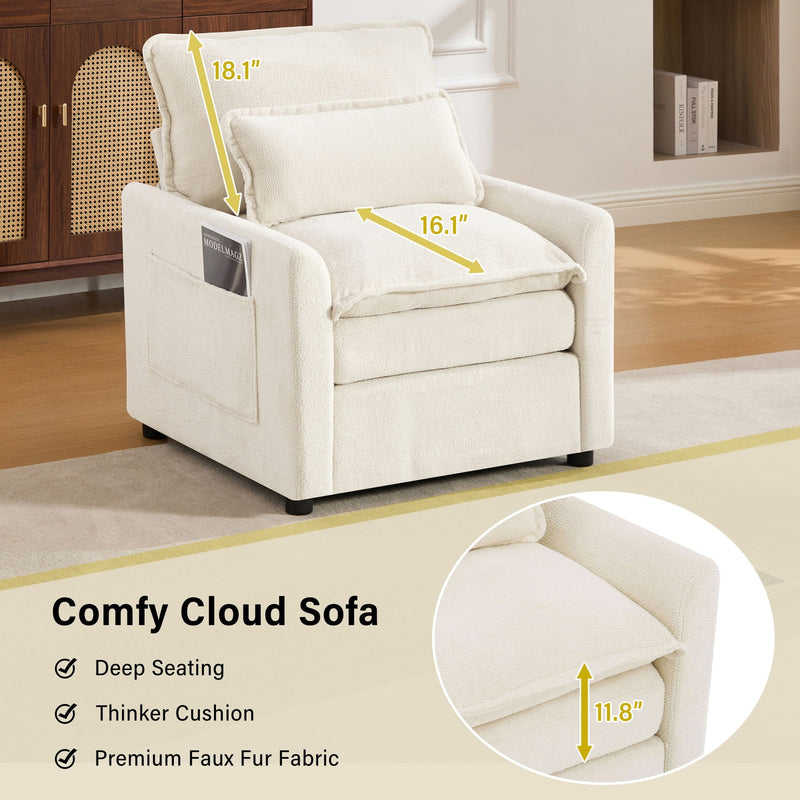Modern Single Seat Accent Chair With Side Storage Pockets by HouseOfZazla