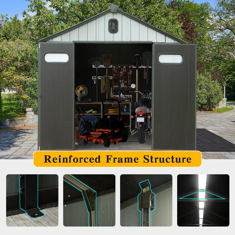 8x6FT Resin Outdoor Storage Shed with Lockable Door by HouseOfZazla