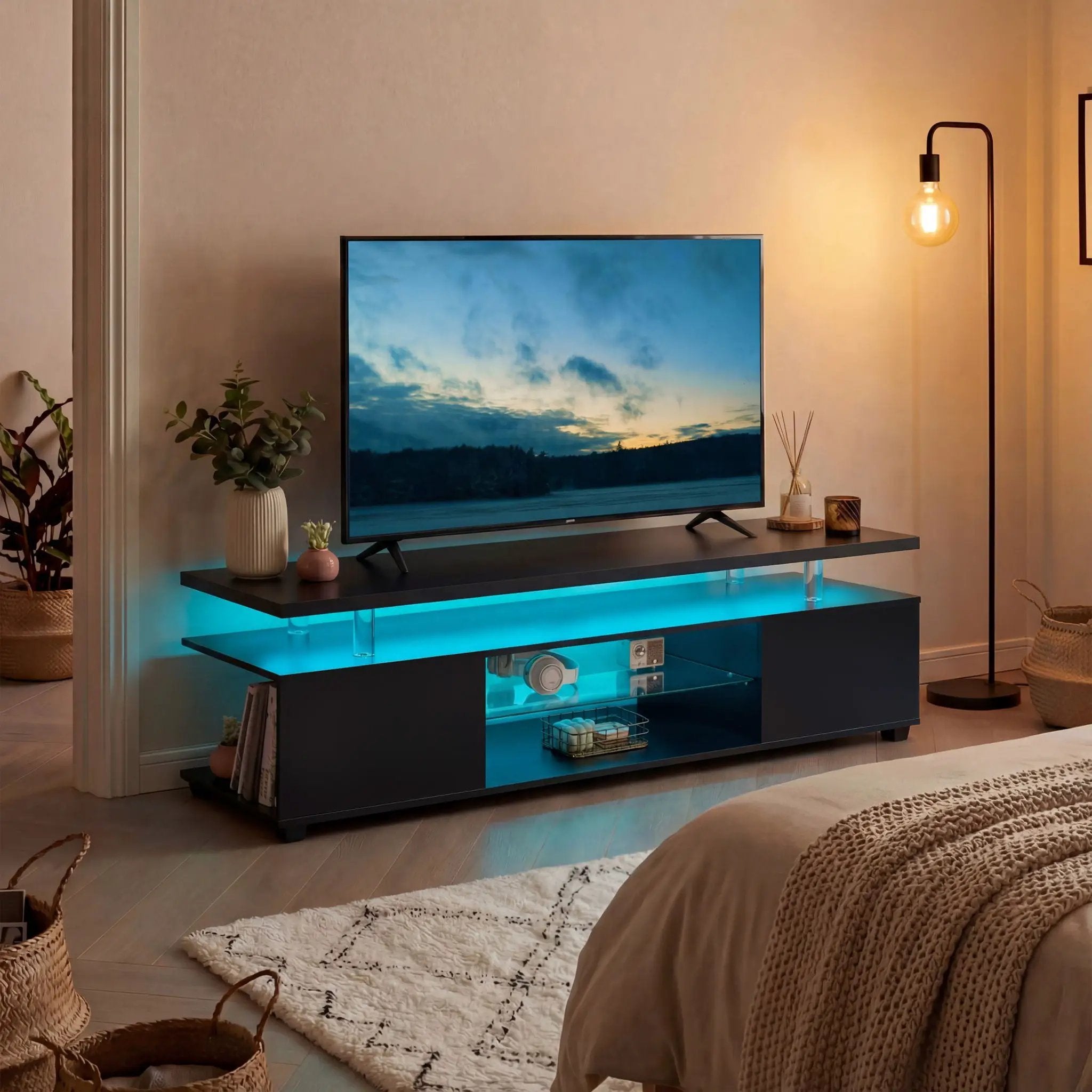 TV Stant With LED And Large Side Cabinet by Unique Piece Furniture