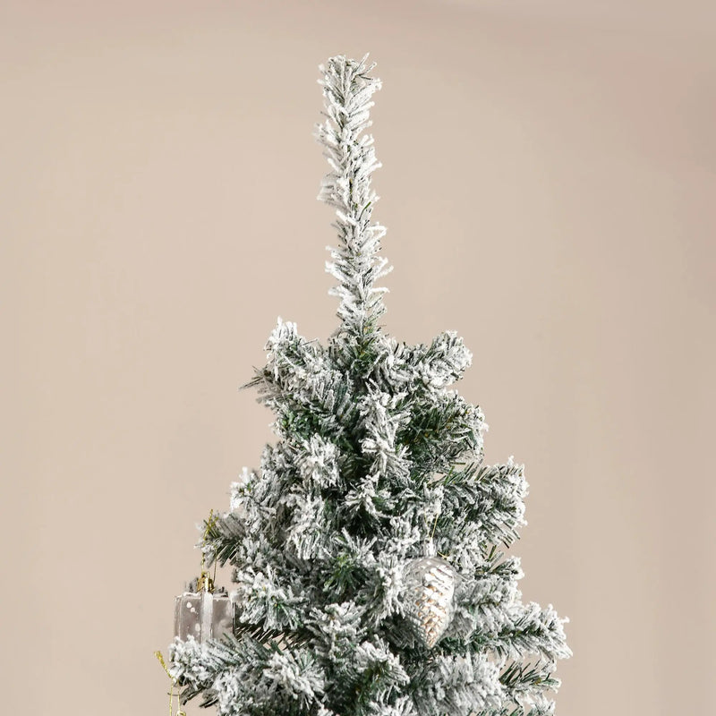 HOMCOM 7.5' Tall Unlit Snow-Flocked Slim Artificial Christmas Tree by HouseOfZazla