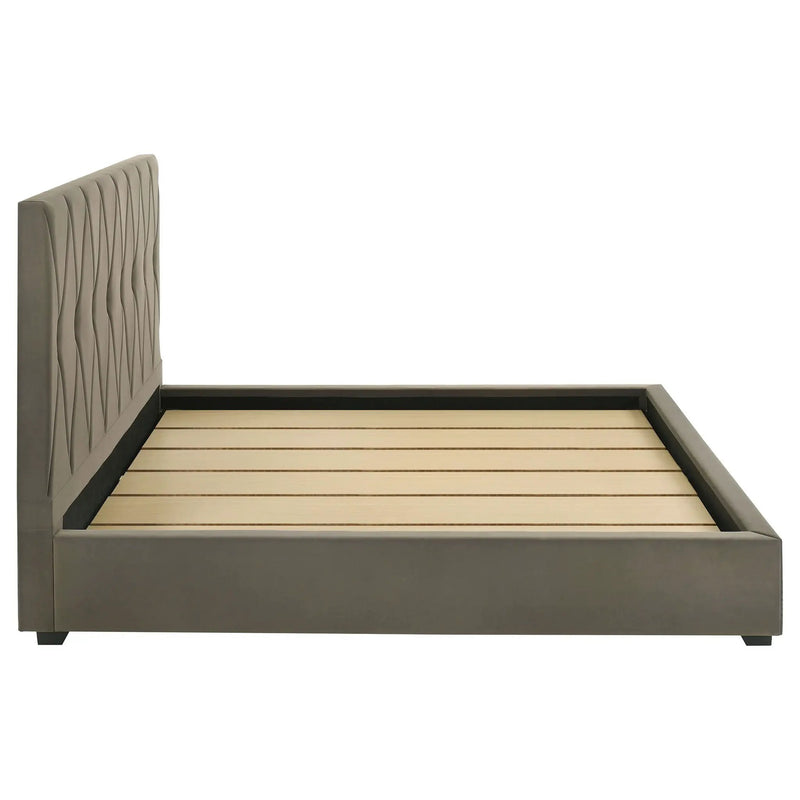 Delsea Upholstered Eastern King Platform Bed Light Brown by Unique Piece Furniture