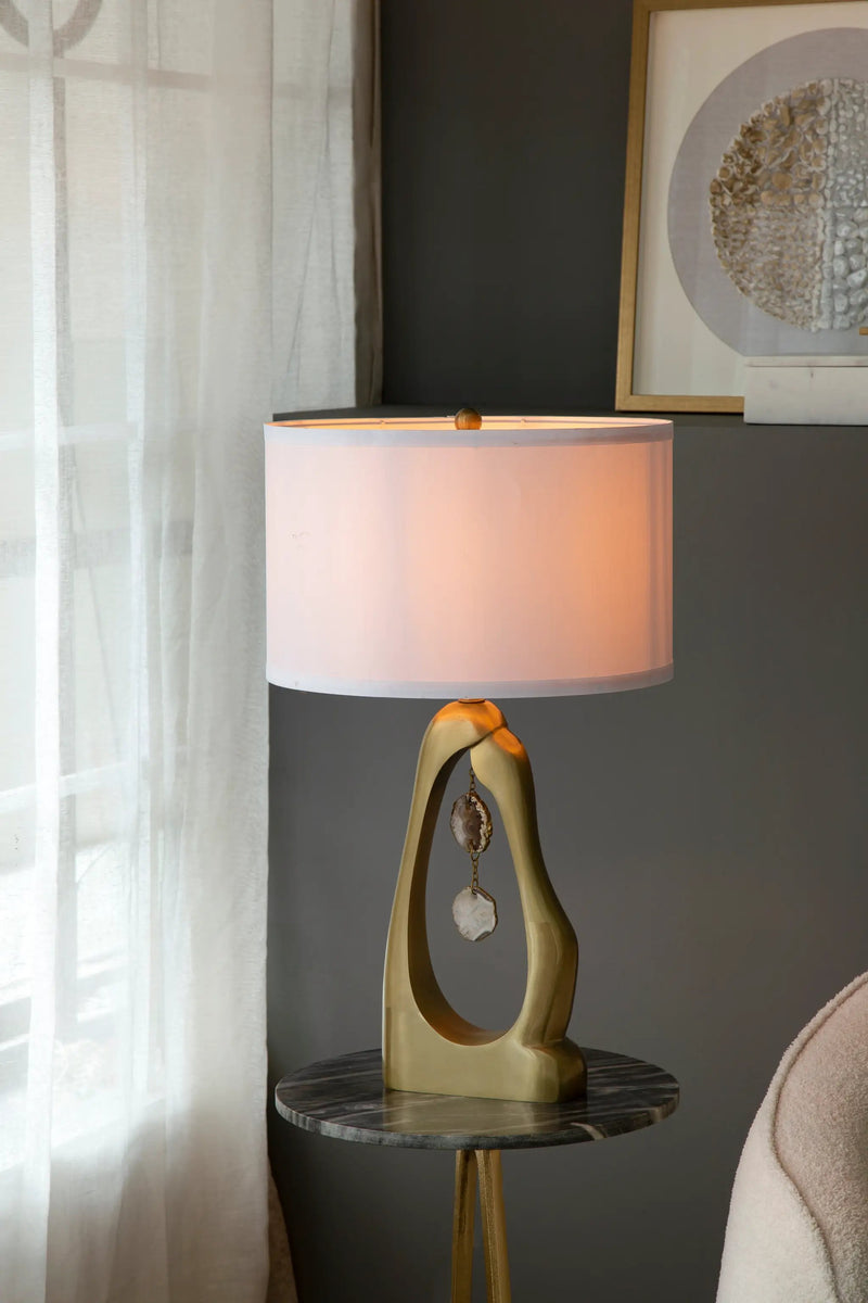 Geode-Inspired Gold Aluminum Table Lamp by HouseOfZazla