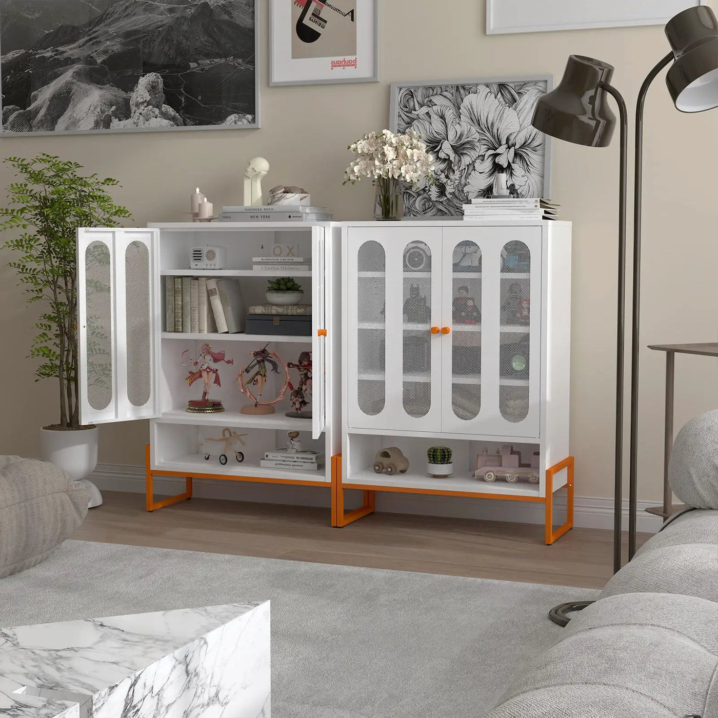 Modern Metal Shoe Cabinet With DoublebSided Doors And Adjustable Partitions by HouseOfZazla