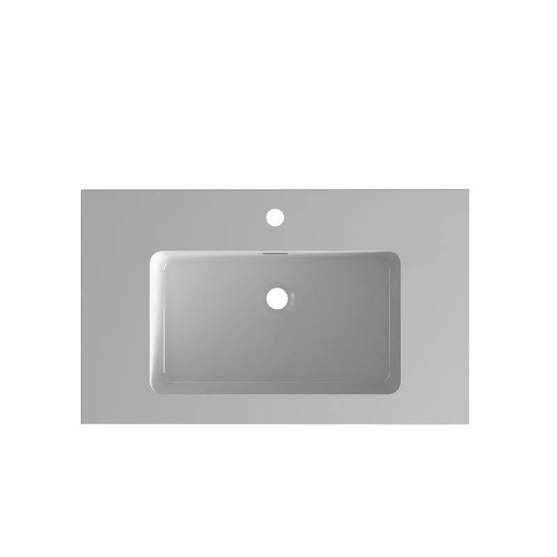 Glossy White Integrated Solid Surface Basin by HouseOfZazla