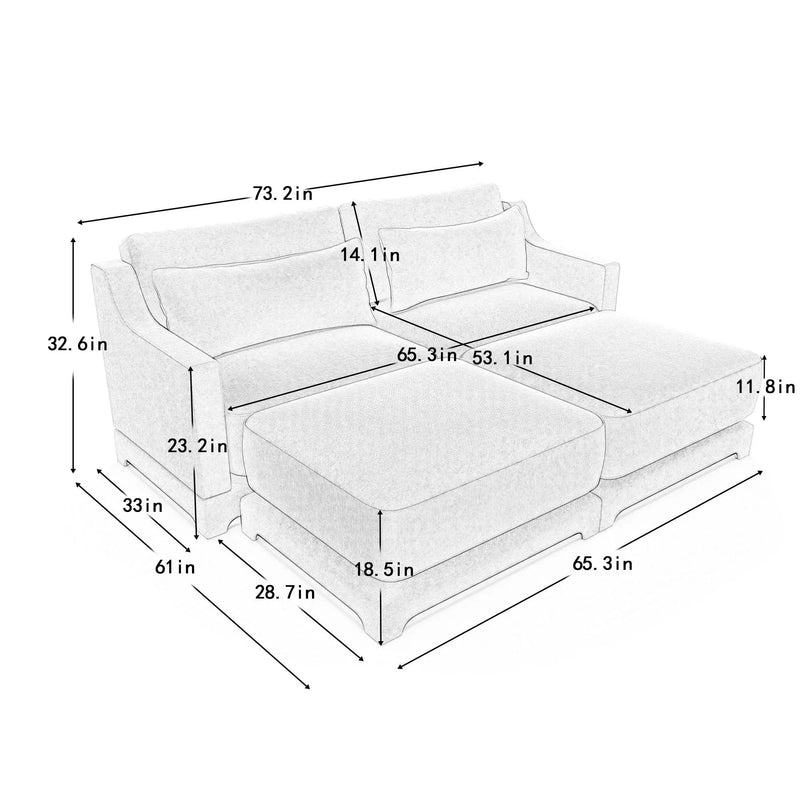 Stylish Sofa With Ottoman And Lumbar Pillows, Ergonomic Design by Unique Piece Furniture