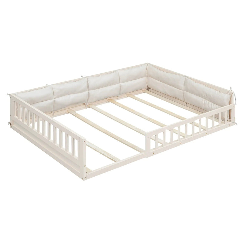 Upholstered Platform Bed With Guardrail And Pillow by Unique Piece Furniture
