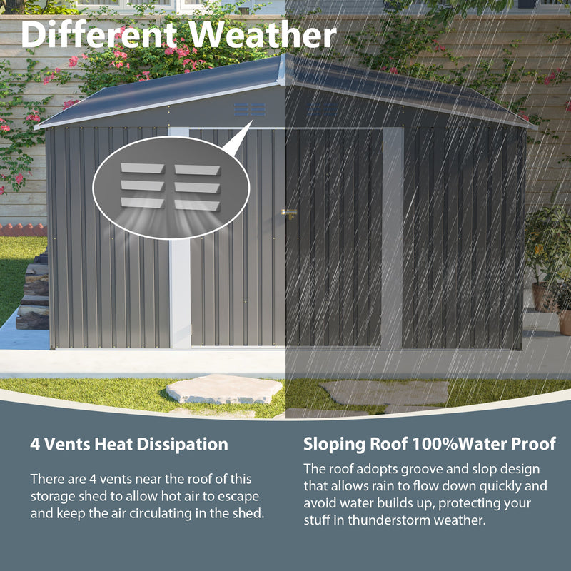 12×14 ft Outdoor Metal Storage Shed by HouseOfZazla