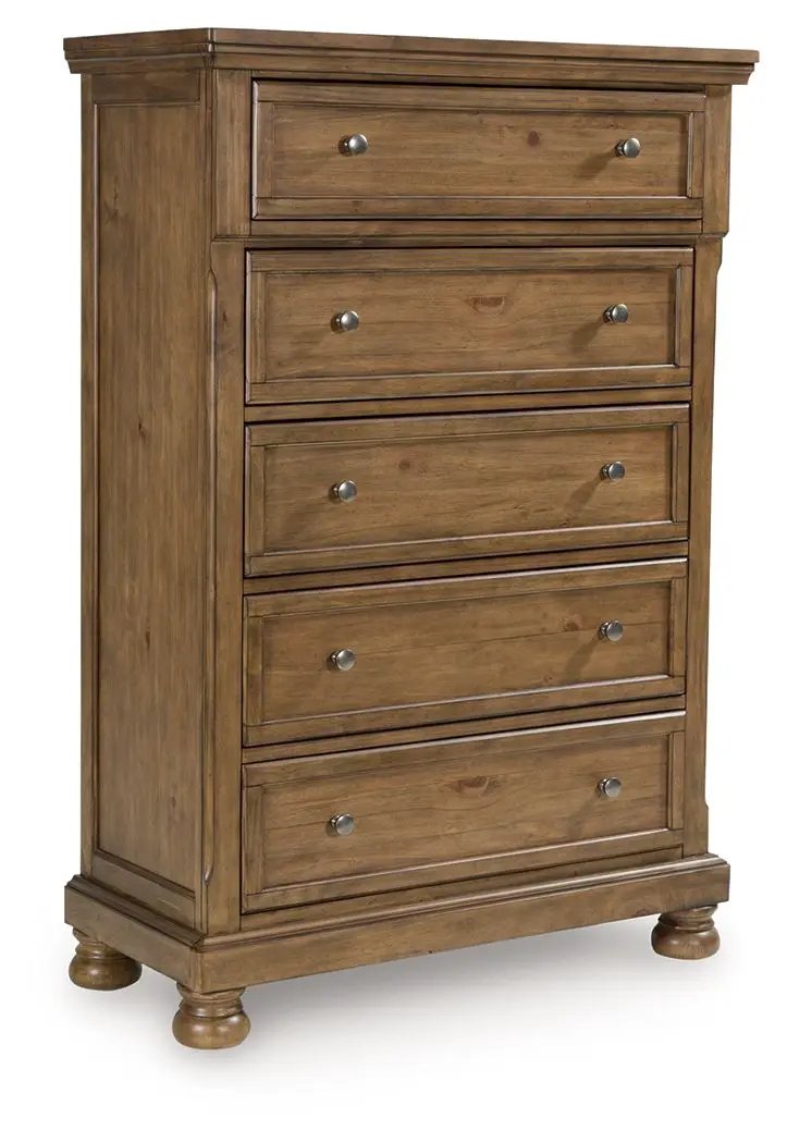 Feddinger - Five Drawer Chest - Medium Brown by Unique Piece Furniture