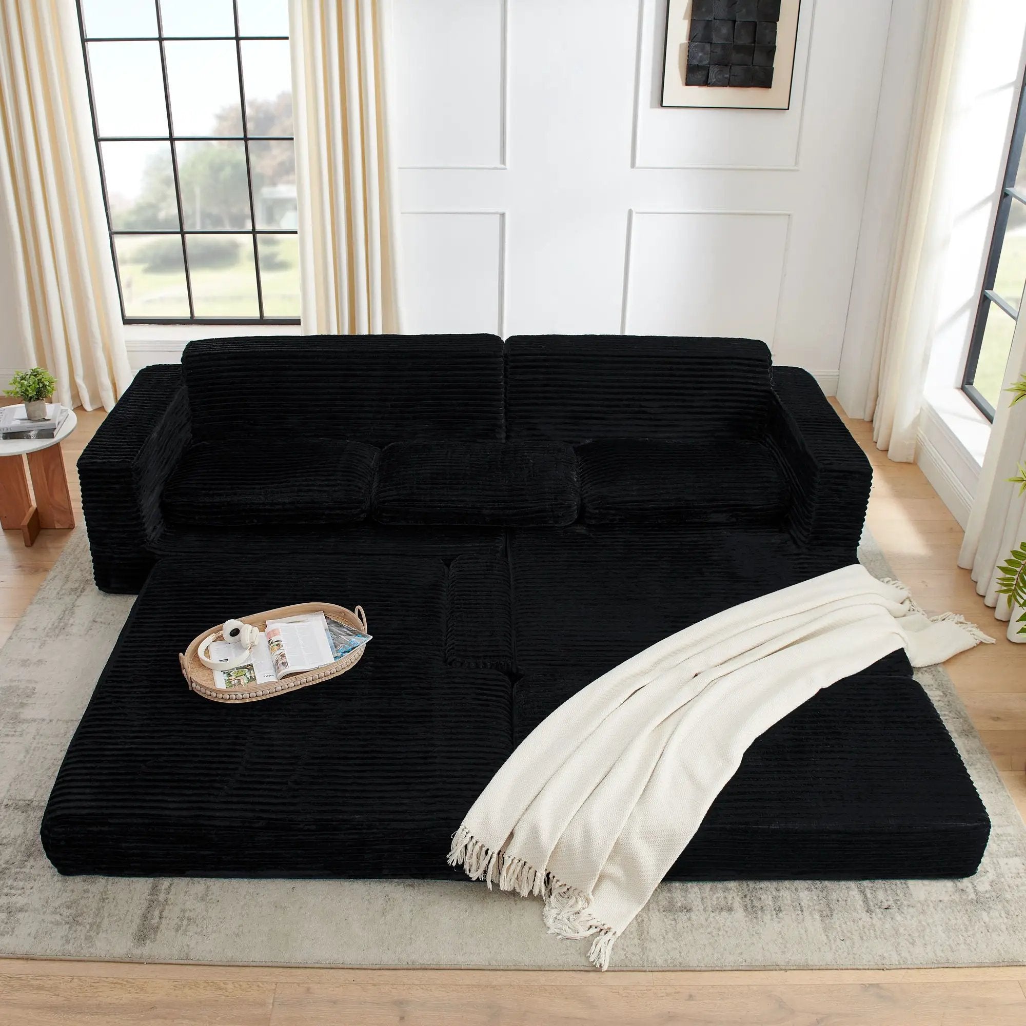 Modern Minimalist L Shape Modular Sectional Sofa, Couch by Unique Piece Furniture