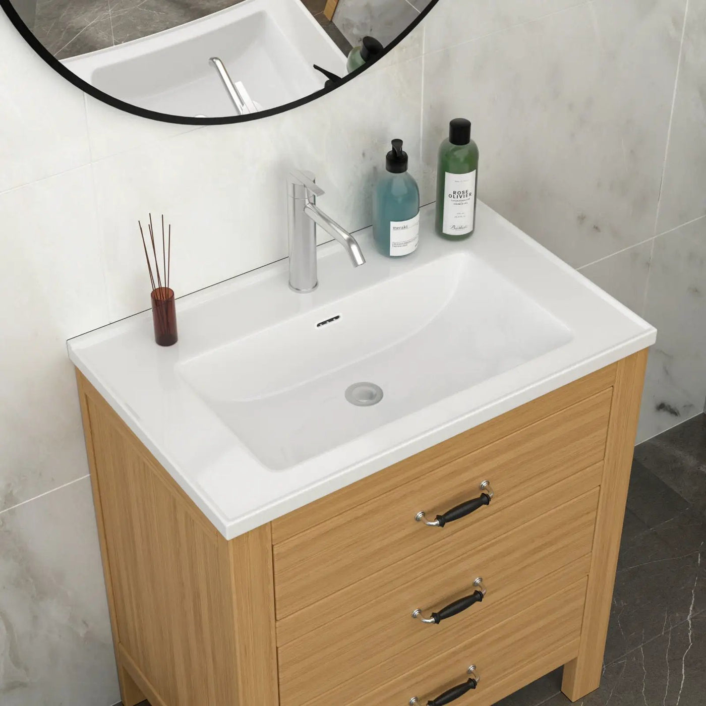 Modern Rectangular Vanity Top With Overflow For Bathroom by HouseOfZazla