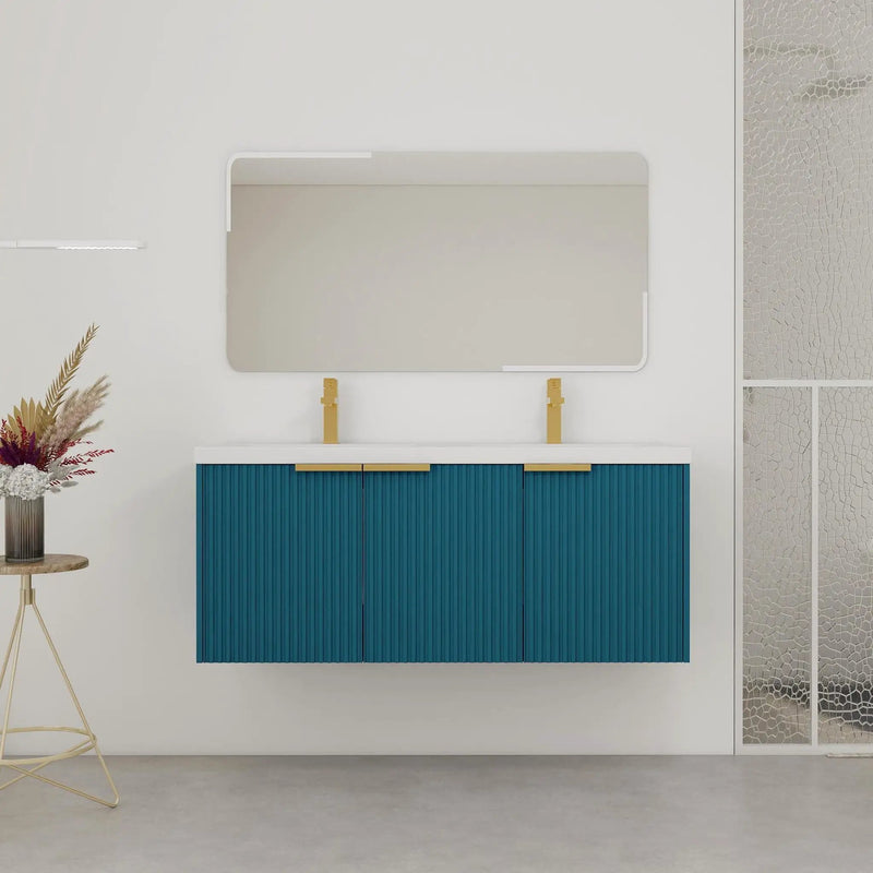 Contemporary Wall Mounted Bathroom Vanity With Resin Double Sink by Unique Piece Furniture
