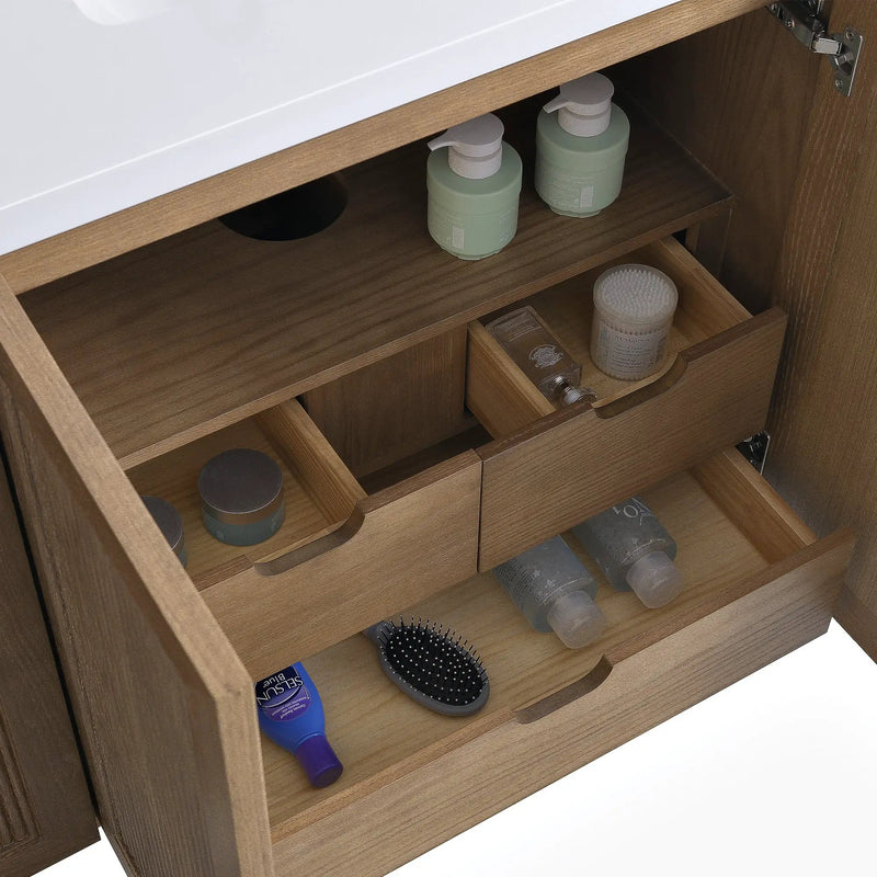 Fully Assembled 60'' Light Coffee Single Sink Bathroom Vanity by HouseOfZazla