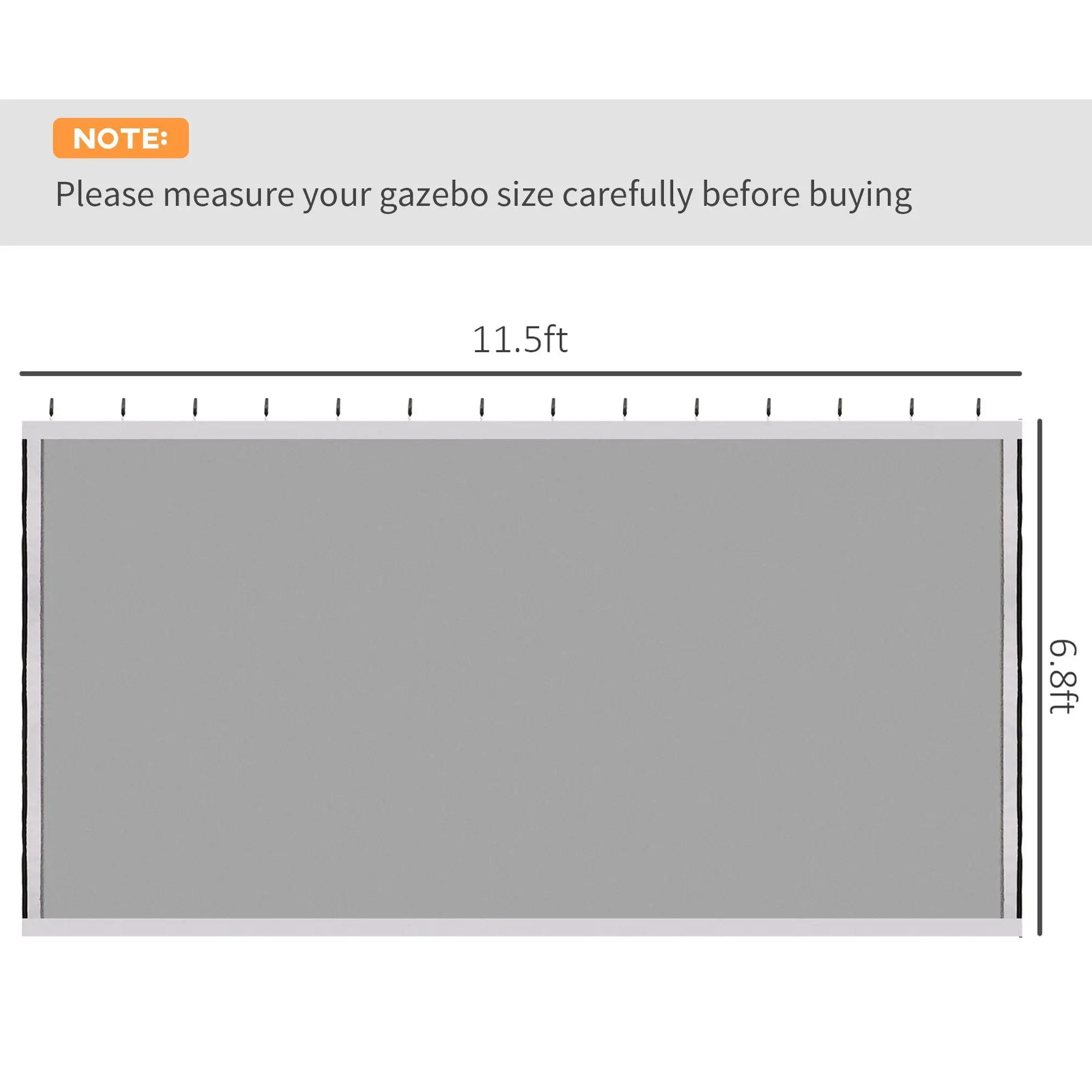 Outsunny - 10' x 13' Replacement Mesh Sidewall Netting For Patio Gazebos And Canopy Tents With Zippers (Sidewall Only) - White by HouseOfZazla