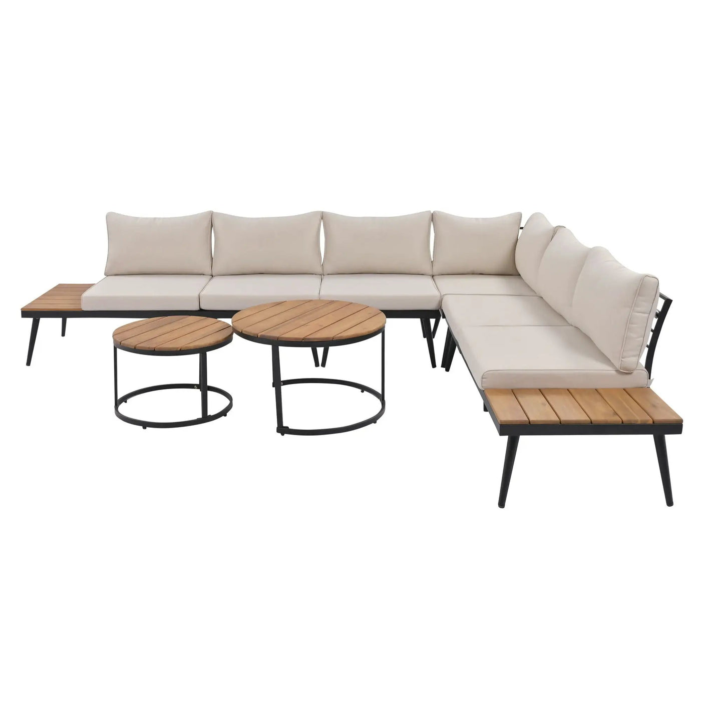 Modern Outdoor Sectional Sofa Set With Nesting Coffee Tables by HouseOfZazla