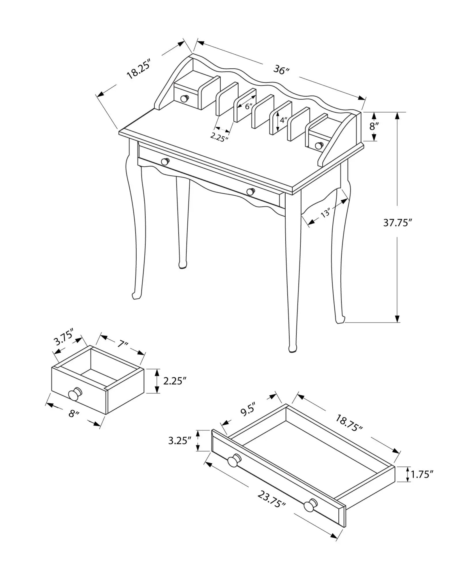 Computer Desk for Home Office with Storage Drawers by HouseOfZazla