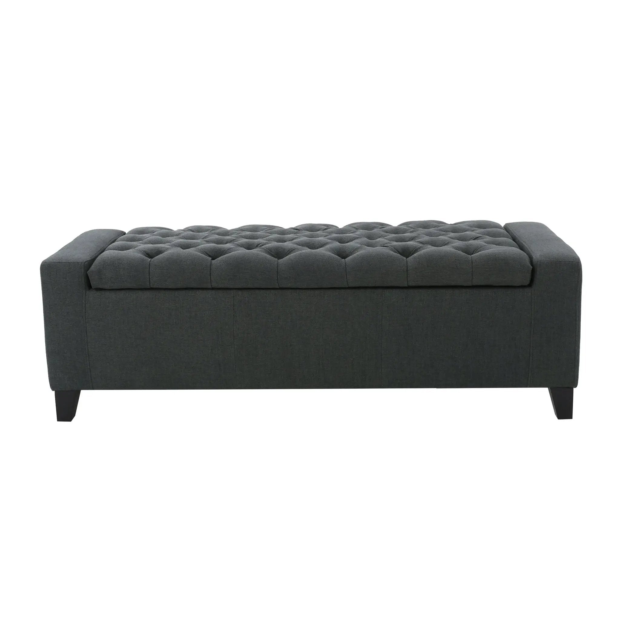 Contemporary Storage Ottoman With Tufted Top - Dark Gray by HouseOfZazla