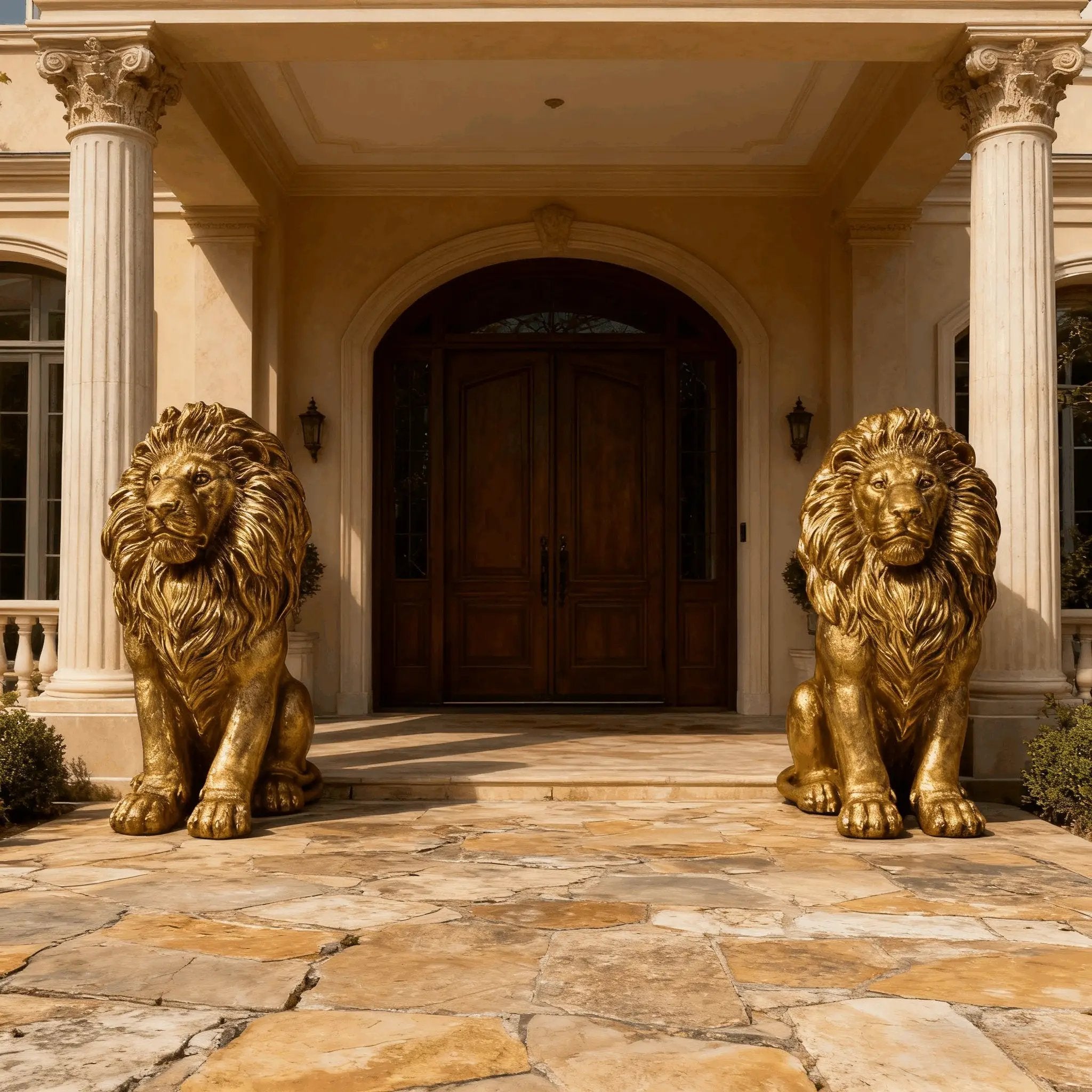24" Lion Statue, Resin Outdoor Guardian Sculpture by HouseOfZazla