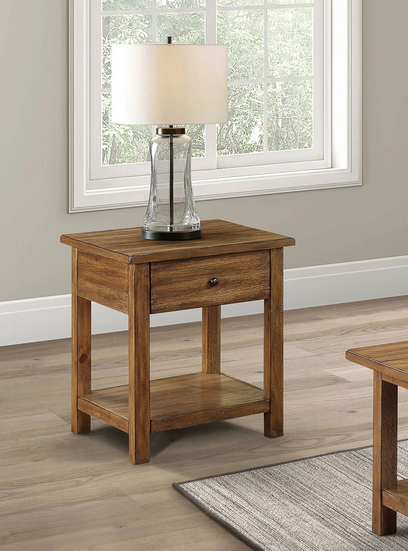 Payne 1-drawer Wood End Table with Shelf Distressed Brown by Unique Piece Furniture