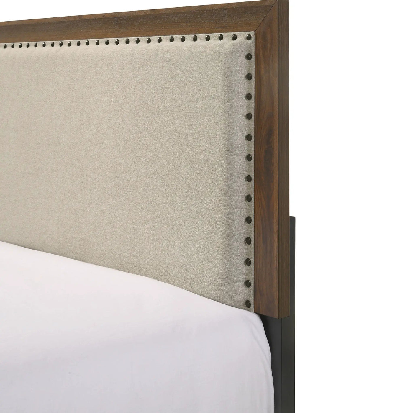Panel Bed With Fabric Upholstered Tufted Nailhead Trim Headboard by Unique Piece Furniture