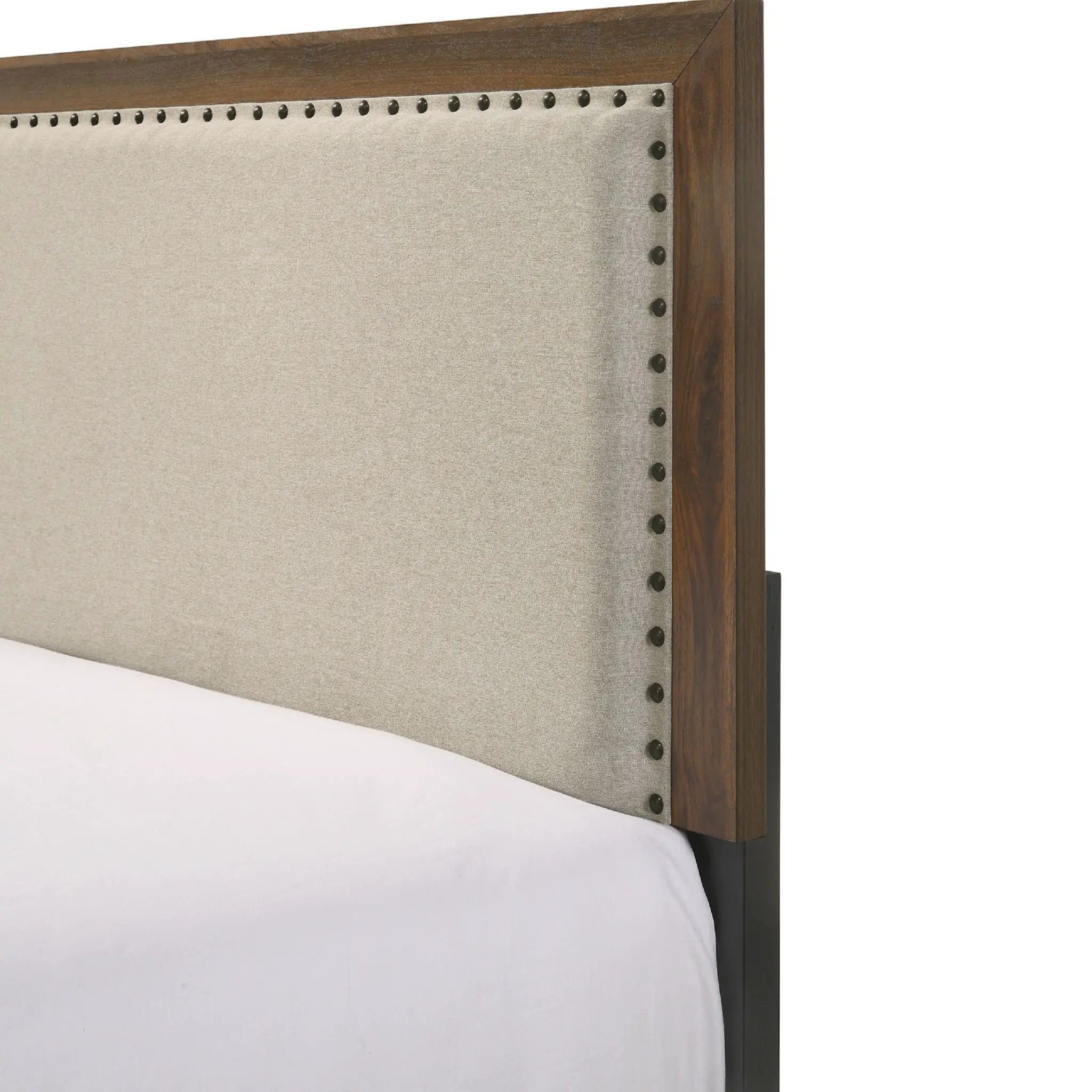 Panel Bed With Fabric Upholstered Tufted Nailhead Trim Headboard by HouseOfZazla